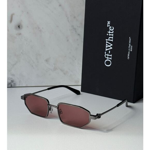 NEW Off White Loa Metal Unisex Sunglasses in Gunmetal Red - Picture 1 of 5